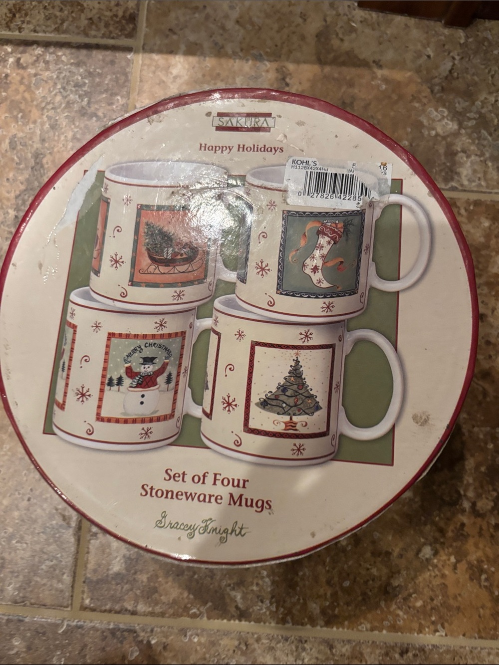 Vintage Sakura Stoneware Holiday Mug Set -4